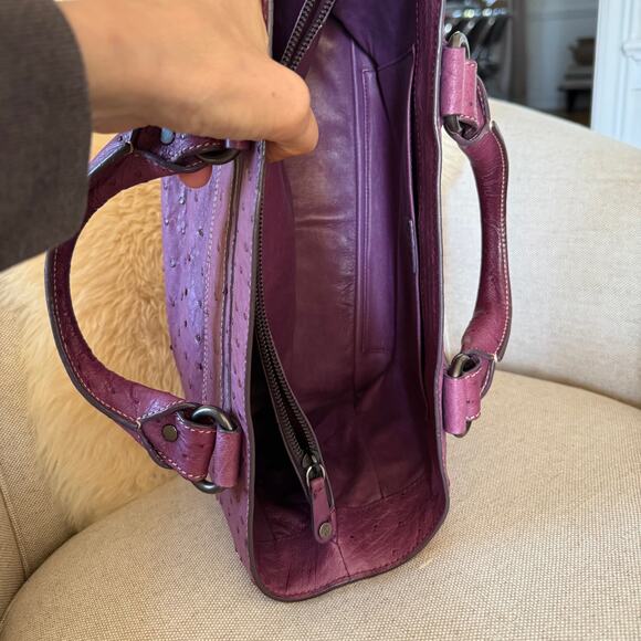 CELINE Michael Kors Boogie Bag Handbag Sd Gm 0097 Exotics Ostrich Purple Italy - Picture 13 of 16